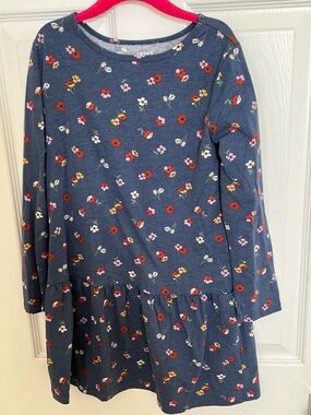 Carter's Navy Floral Peplum Long-Sleeve Dress